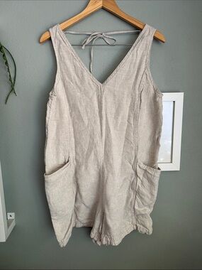 Athleta Retreat Linen Romper, Undyed, Medium, NWOT
